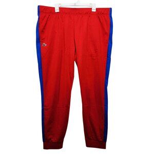 Lacoste Sport Red & Blue Regular Fit Track Pants US 4XL Mens Elastic Waist